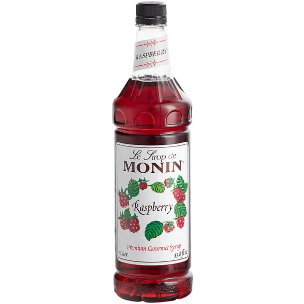 Monin Premium Raspberry Flavoring / Fruit Syrup, 1 liter, 4 per case